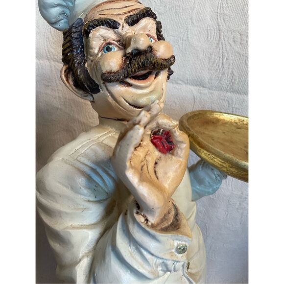 Vintage Chef 25" Tall Standing Resin w/Spinning Tray and Chef's Hat and Spoon - Picture 14 of 16